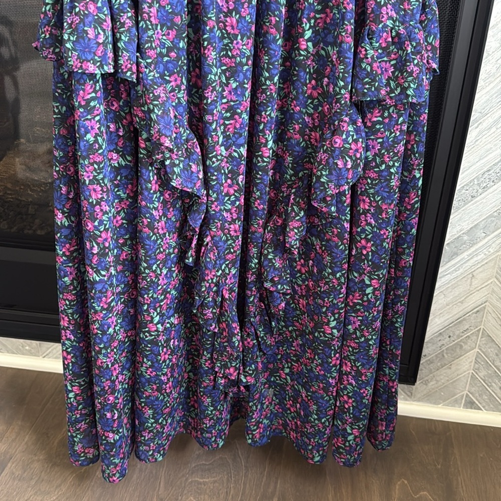 Lulus • Evalina Blue Ruffle Maxi Dress Small - Picture 4 of 6